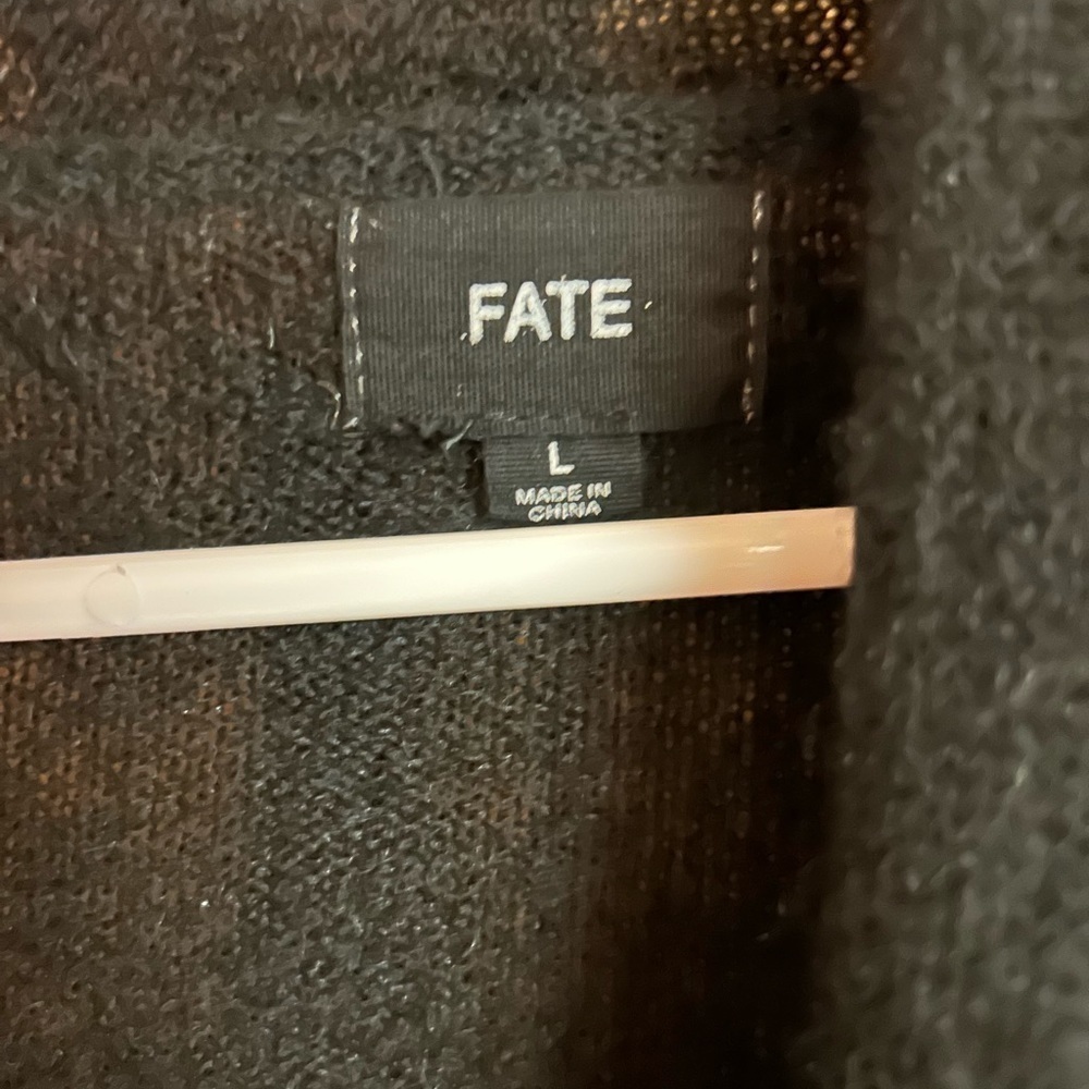 FATE Wool Mohair Sweater Long Sleeve Button Black White Plaid Design Small - Picture 4 of 5